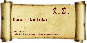 Kuncz Darinka névjegykártya
